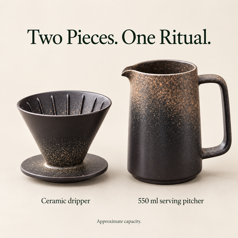 Ceramic Pour Over Coffee Set – 550ml Server & Dripper - Produktbild