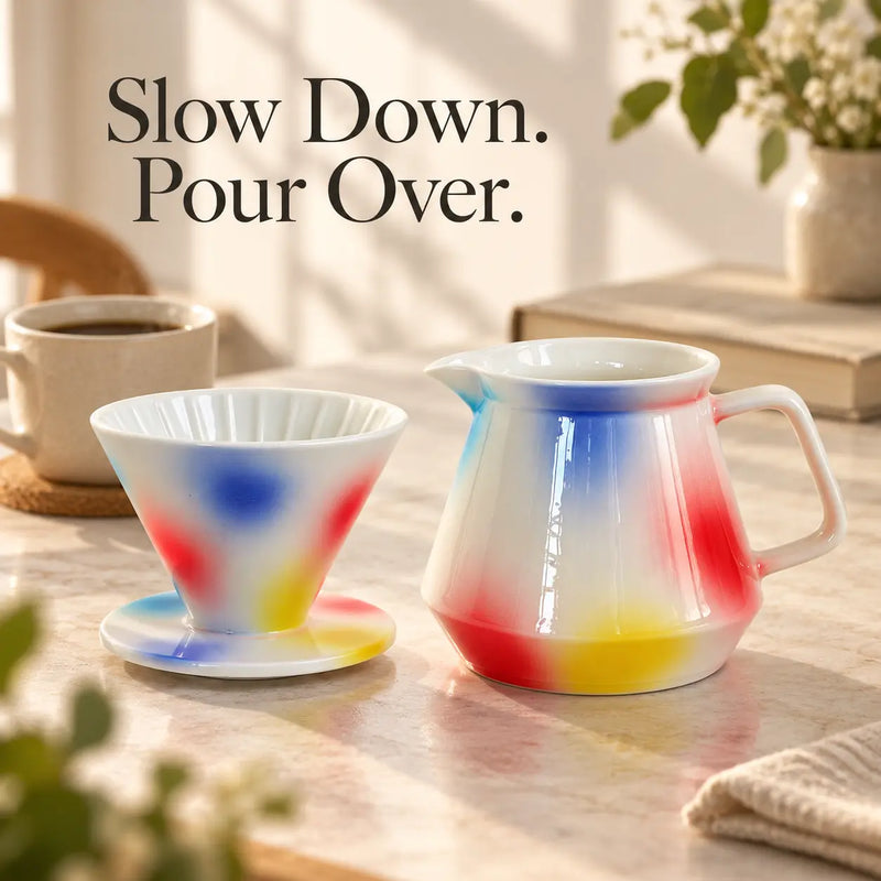 Ceramic Pour Over Coffee Set – 600ml Server & Dripper - Produktbild