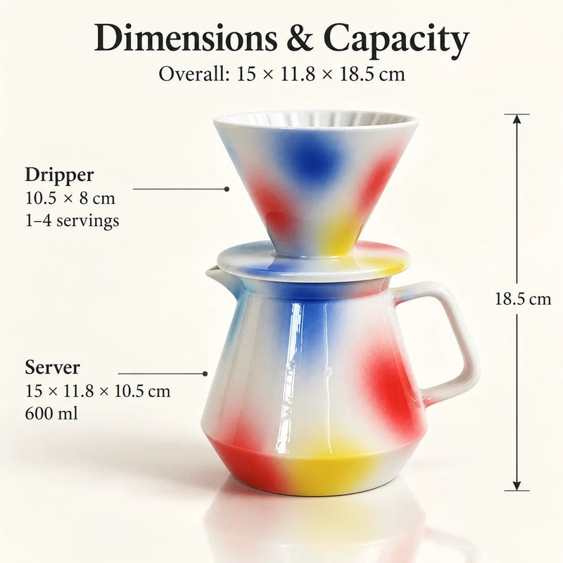 Ceramic Pour Over Coffee Set – 600ml Server & Dripper - Produktbild