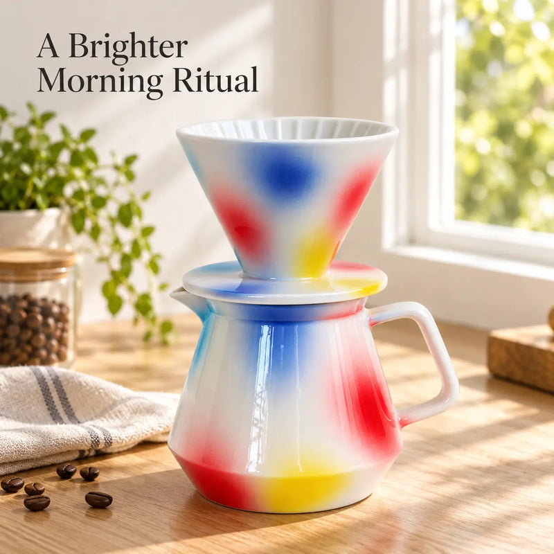 Ceramic Pour Over Coffee Set – 600ml Server & Dripper - Produktbild