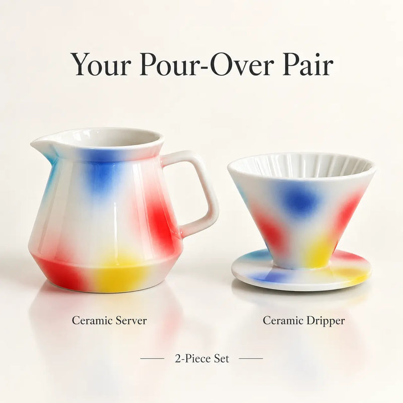 Ceramic Pour Over Coffee Set – 600ml Server & Dripper - Produktbild