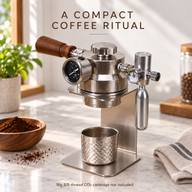 CO₂-Espressomaschine mit Holzgriff, Ständer und Metallbecher - Vorschaubild 3