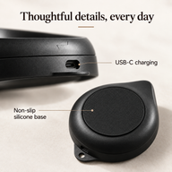 Black coffee scale bowl USB-C charging port and non-slip silicone base