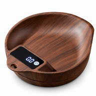 Yozcoffee walnut-look coffee bean scale bowl on a white background
