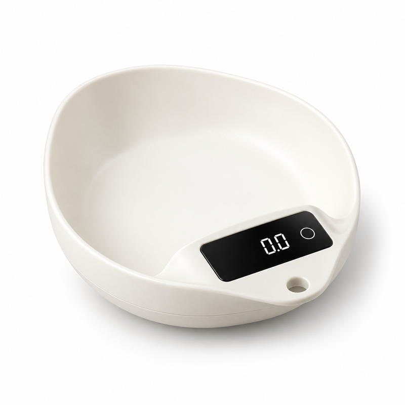 White coffee bean scale bowl on a white background