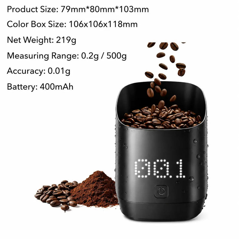 Rechargeable Coffee Bean Weighing Cup, 0.01g Precision: yozcoffee coffee bean weighing cup electronic rechargeable 05