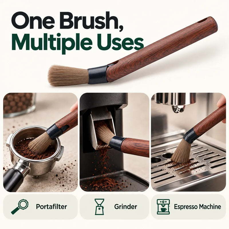 Coffee Cleaning Brush – Adjustable Head, Soft Bristles - productafbeelding