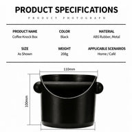 Coffee Knock Box 0.45L ABS Rubber Metal Espresso Bar: specifications infographic