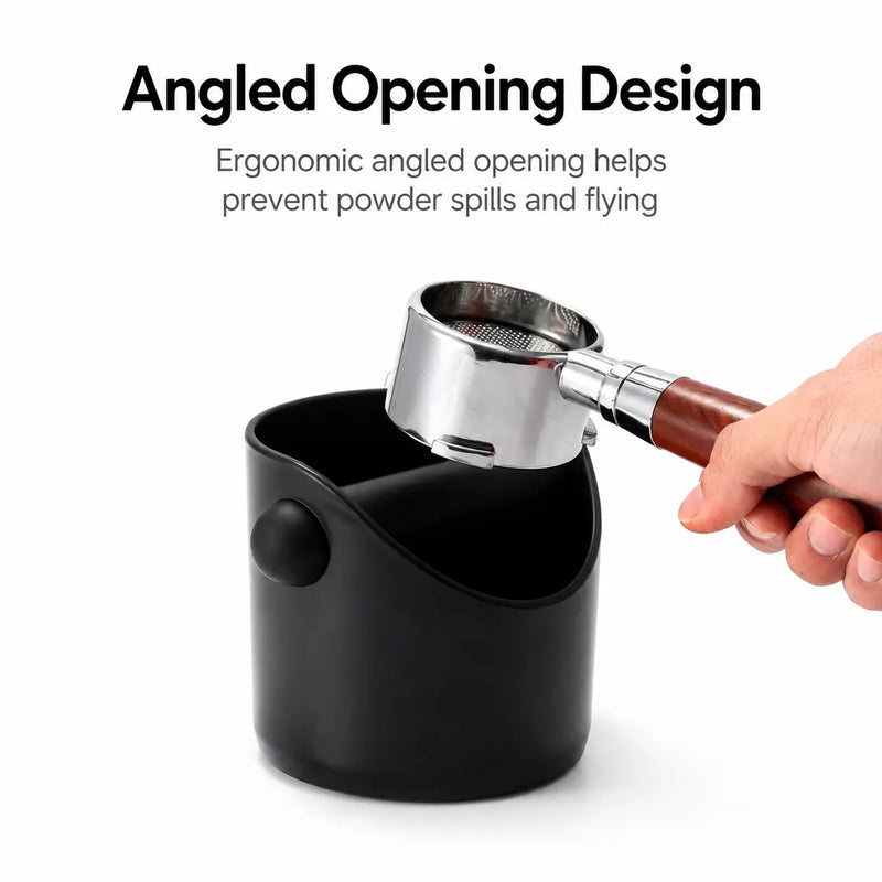 Coffee Knock Box 0.45L ABS Rubber Metal Espresso Bar: rubber metal espresso angled opening
