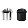 Yozcoffee coffee knock box shown in silver and black color options