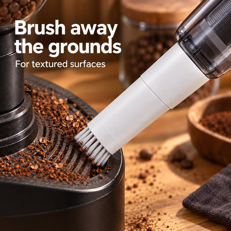 Handheld Coffee Cleaning Vacuum – 50W, 130ml Dust Cup, White - immagine del prodotto