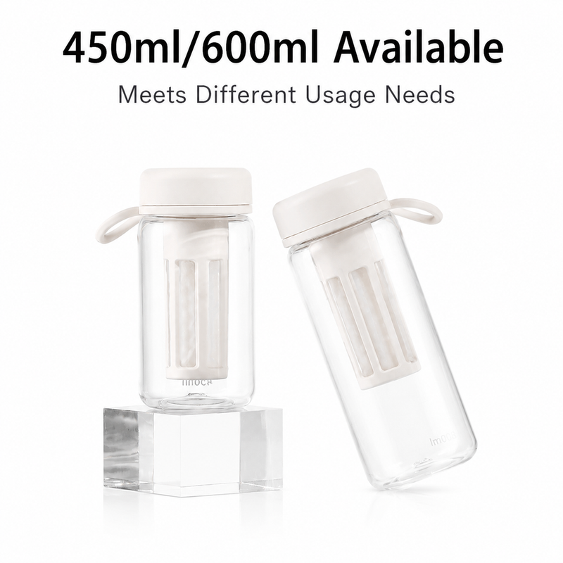 Yozcoffee cold brew tea infuser bottle shown in 450ml and 600ml capacity options