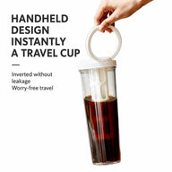 Cold Brew Infuser Bottle 600ml BPA-Free Slim Filter: travel handle