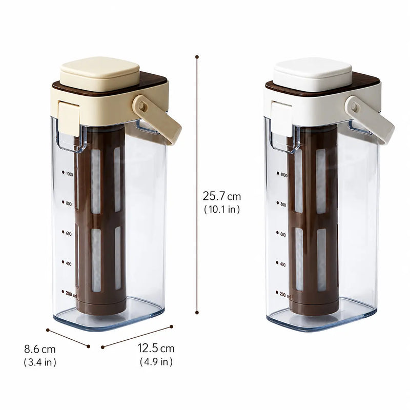 Cold Brew Coffee Pitcher 1000ml BPA-Free Filter Apricot/White: apricot size
