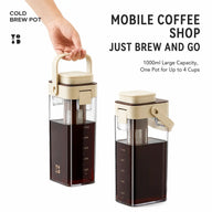 Cold Brew Coffee Pitcher 1000ml BPA-Free Filter Apricot/White: mobile shop