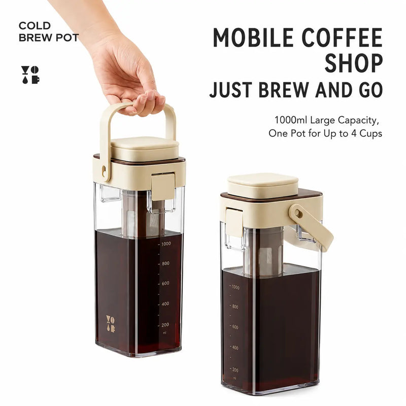 Cold Brew Coffee Pitcher 1000ml BPA-Free Filter Apricot/White: mobile shop