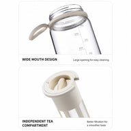 Cold Brew Infuser Bottle 450/600ml Glass Tea Coffee Brewer: wide mouth compartment details