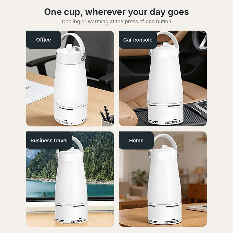 Yozcoffee white 500ml cooling and warming cup in office, car console, business travel and home settings