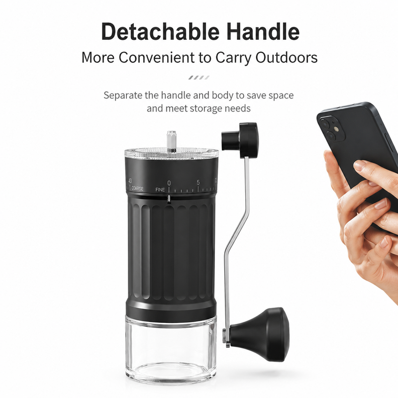Manual Burr Coffee Grinder 40 Settings - handle detail