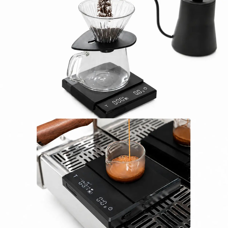 Coffee Scale with Timer 2kg Digital Rechargeable Black/White: task mq2mizq4d4wke