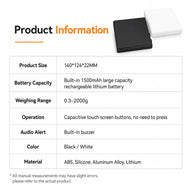 Coffee Scale with Timer 2kg Digital Rechargeable Black/White: information