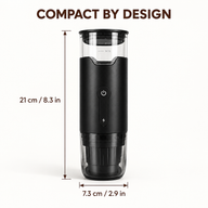 DK-818 portable espresso maker dimensions: 21 cm high and 7.3 cm wide