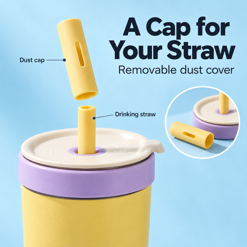 Double-Cup Straw Tumbler – 590/600ml, Glass & Stainless Steel - immagine del prodotto