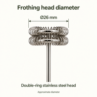 Handheld Milk Frother – USB-C, 3 Speeds, Double-Ring Head - miniatuur 6