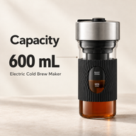 600 mL vessel capacity of the electric cold brew coffee and tea maker