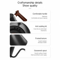 Electric Gooseneck Kettle 0.9L 304 Stainless Steel: yozcoffee electric gooseneck kettle 09l variable temperatu 06 handle