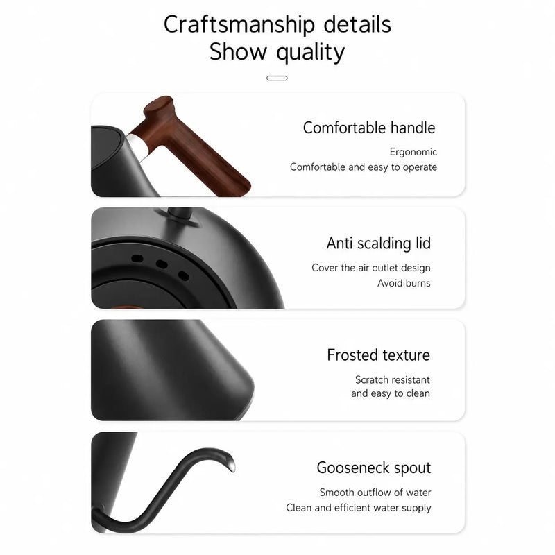 Electric Gooseneck Kettle 0.9L 304 Stainless Steel: yozcoffee electric gooseneck kettle 09l variable temperatu 06 handle