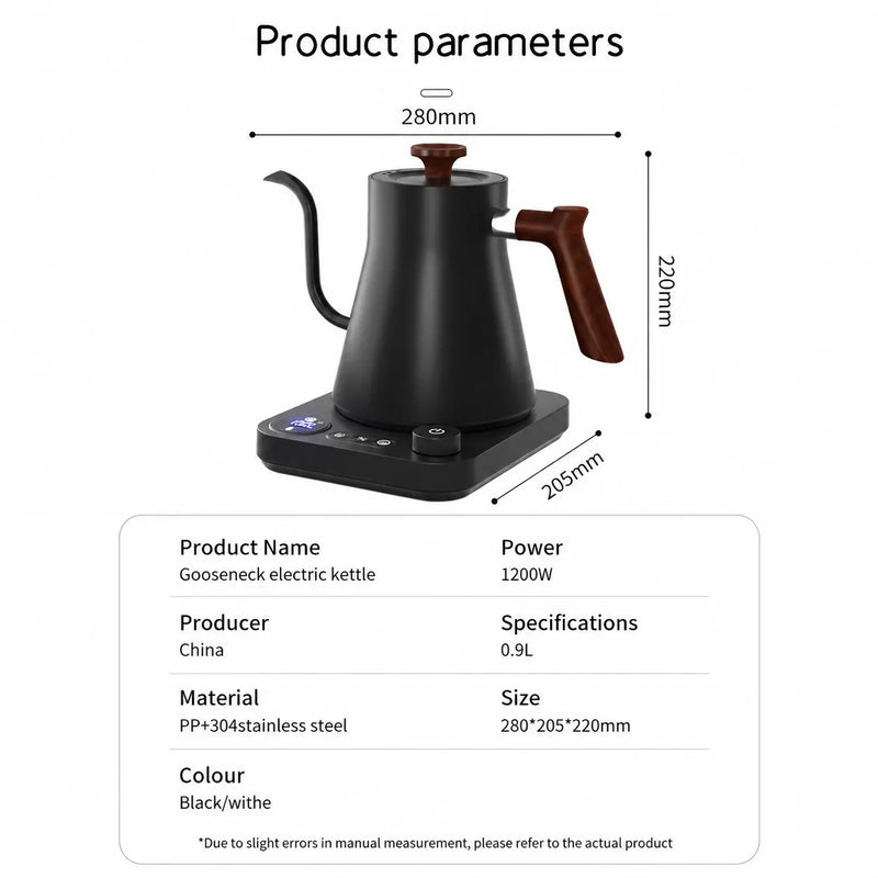 Electric Gooseneck Kettle 0.9L 304 Stainless Steel: yozcoffee electric gooseneck kettle 09l variable temperatu 07 9l