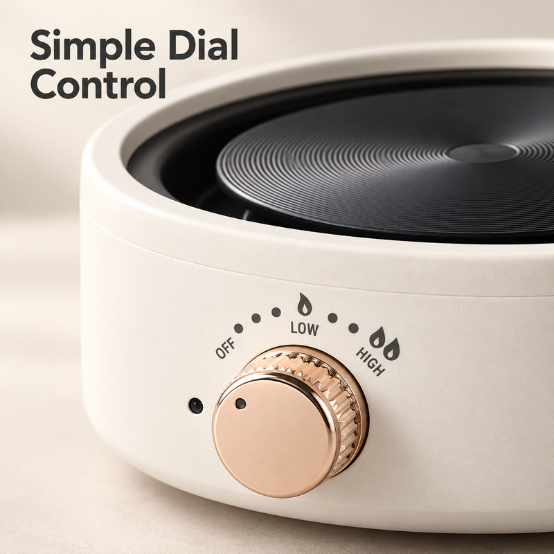 Electric Hot Plate for Moka Pots – 12cm, Dial Control, White - immagine del prodotto