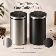 Electric Vacuum Coffee Canister – 1.6L Stainless Steel, Digital Touch Lid - miniatura 8