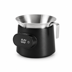 Bilancia per espresso con tazzina – 100 mL, acciaio inox, g/mL/oz, ricarica USB-C, nera