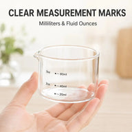 Vaso medidor para espresso – 80 ml, vidrio de borosilicato con pico - miniatura 4