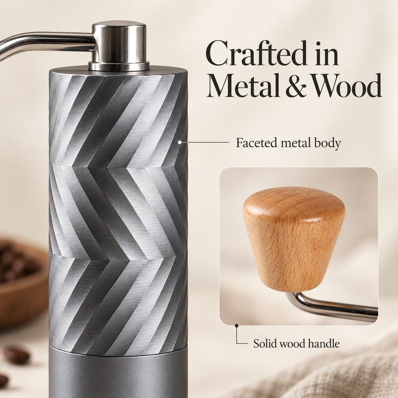 Faceted Manual Coffee Grinder – 5/6/7-Star Steel Burr - immagine del prodotto