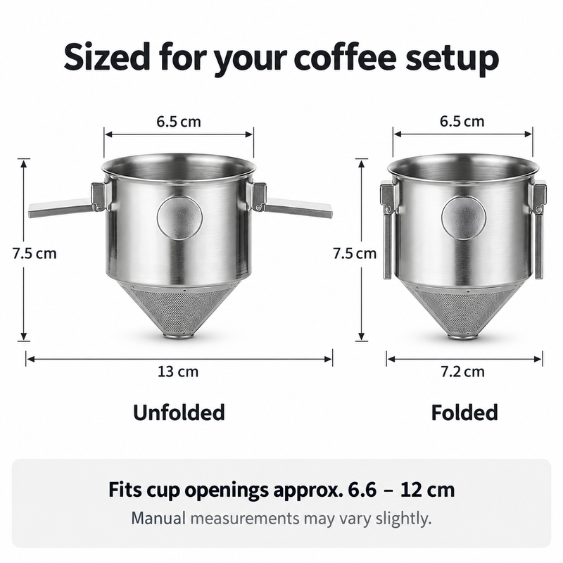 Filtro caffè pieghevole per pour-over – Acciaio inox 304 - immagine del prodotto