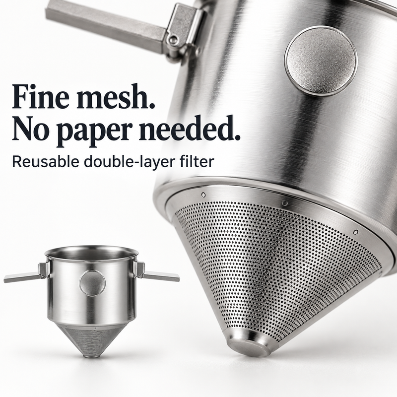 Filtro caffè pieghevole per pour-over – Acciaio inox 304 - immagine del prodotto