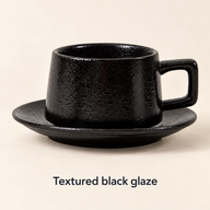 Juego de taza y platillo de cerámica esmaltada oscura - dark-05
