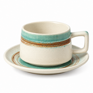 Juego de taza y platillo de cerámica Borde y aro - rim-01