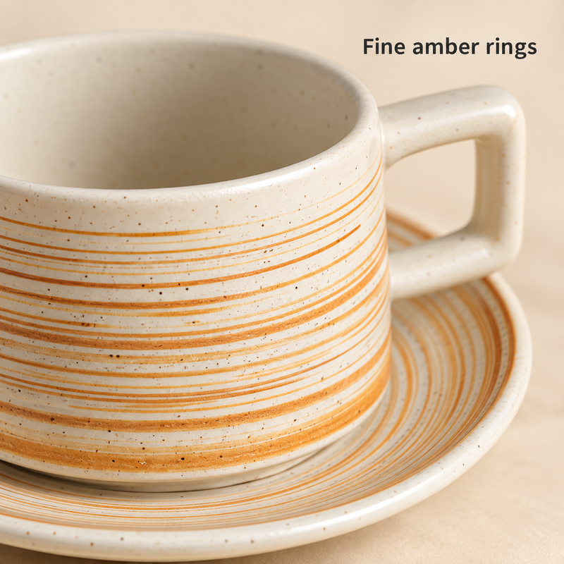 Juego de taza y platillo de cerámica Borde y aro - rim-05