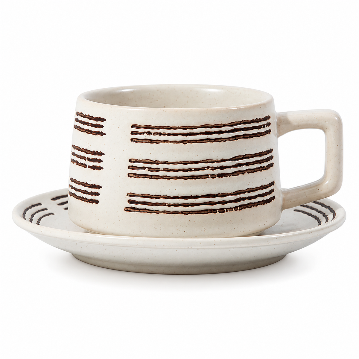 Juego de taza y platillo de cerámica a rayas - stripe-01