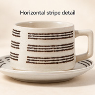 Juego de taza y platillo de cerámica a rayas - stripe-04