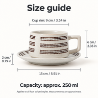 Juego de taza y platillo de cerámica a rayas - stripe-06