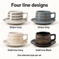 Juego de taza y platillo de cerámica a rayas - stripe-07