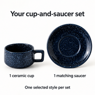 Taza y platillo de cerámica esmaltada: incluye una taza y un platillo
