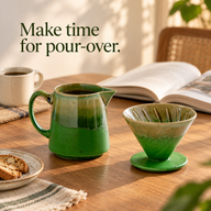 Green Reactive Glaze Ceramic Pour Over Coffee Set – 450ml - miniatura 3