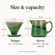 Green Reactive Glaze Ceramic Pour Over Coffee Set – 450ml - miniatura 6
