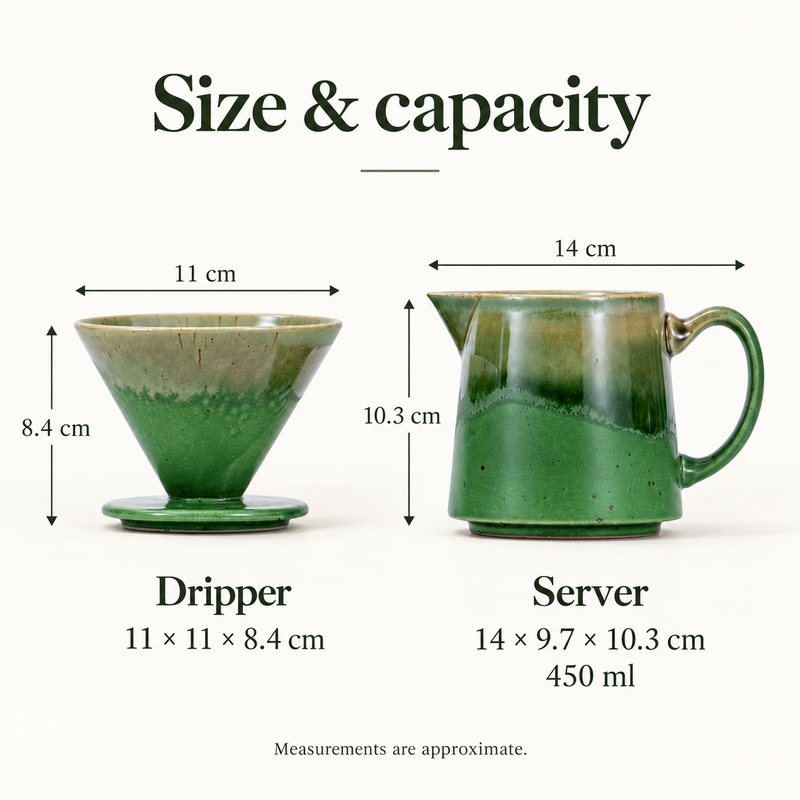 Green Reactive Glaze Ceramic Pour Over Coffee Set – 450ml - immagine del prodotto